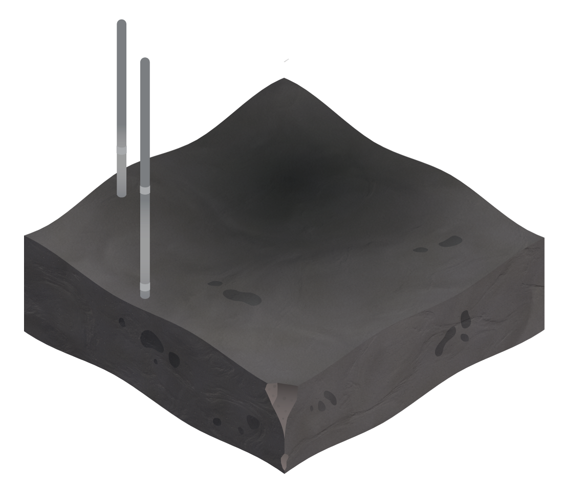graphic showing the H2.0 facility pipes through the second layer of soil